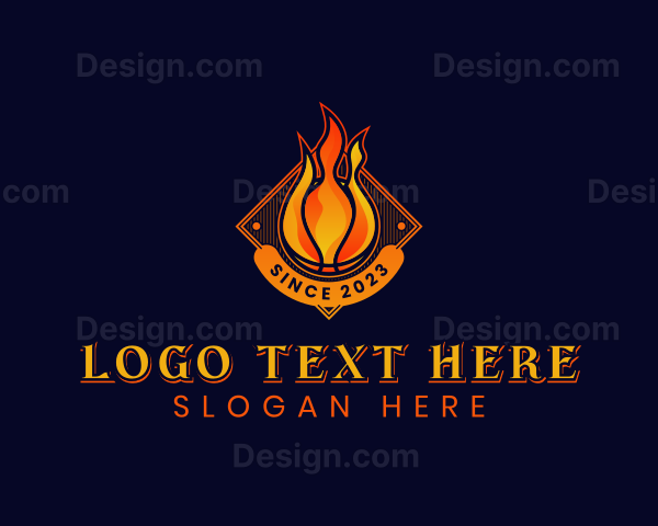 Basketball Flame Varsity Logo