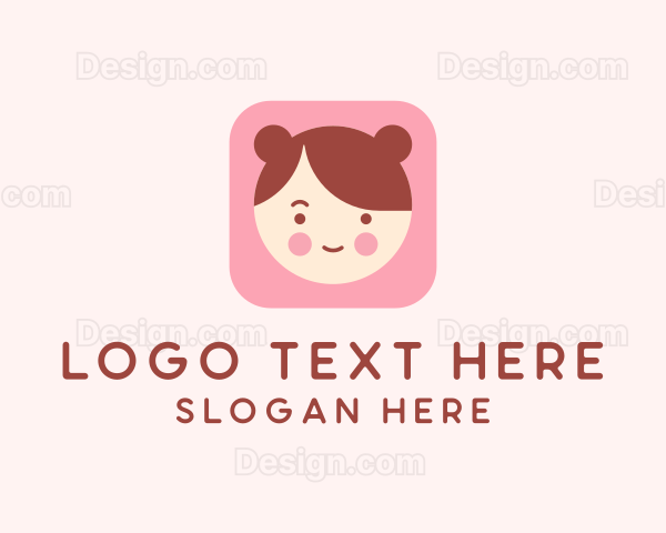 Cute Girl Head Logo