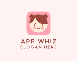 Cute Girl Head logo design