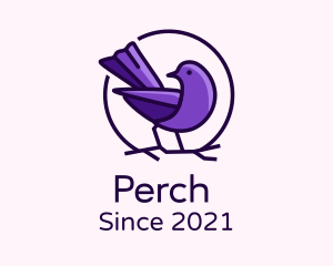 Perched Purple Sparrow  logo design