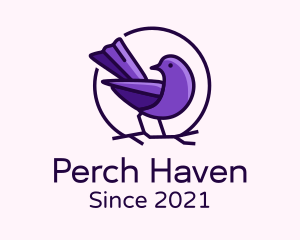 Perched Purple Sparrow  logo design