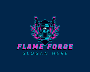 Neon Truck Flame logo design