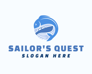 Ocean Fishing Boat logo design