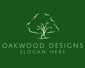 Green Oak Tree Nature logo design