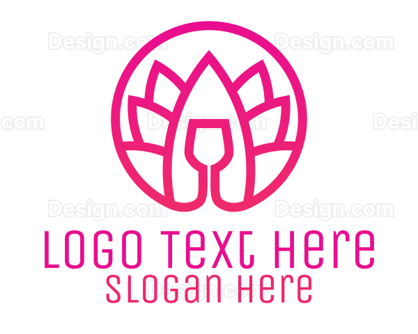 Pink Wine Glass Lotus Logo