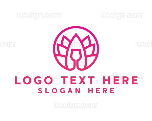 Pink Wine Glass Lotus Logo