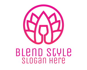 Pink Wine Glass Lotus logo design