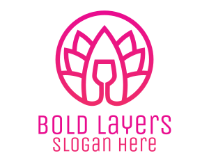 Pink Wine Glass Lotus logo design