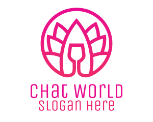 Pink Wine Glass Lotus logo design