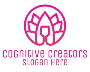 Pink Wine Glass Lotus logo design