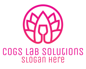 Pink Wine Glass Lotus logo design