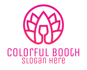 Pink Wine Glass Lotus logo design