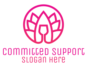 Pink Wine Glass Lotus logo design