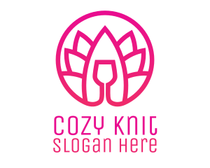 Pink Wine Glass Lotus logo design