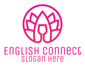 Pink Wine Glass Lotus logo design