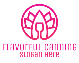 Pink Wine Glass Lotus logo design