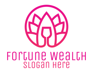 Pink Wine Glass Lotus logo design