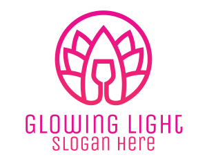 Pink Wine Glass Lotus logo design