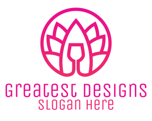 Pink Wine Glass Lotus logo design