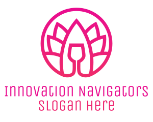 Pink Wine Glass Lotus logo design