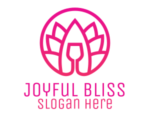 Pink Wine Glass Lotus logo design