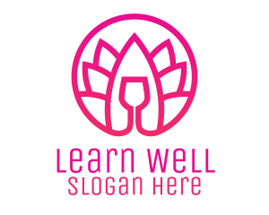 Pink Wine Glass Lotus logo design