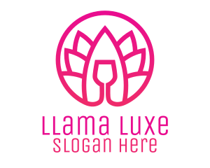 Pink Wine Glass Lotus logo design