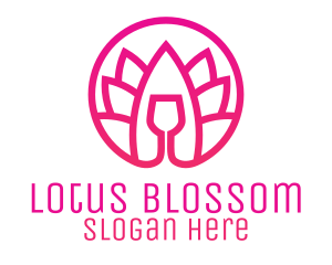 Pink Wine Glass Lotus logo