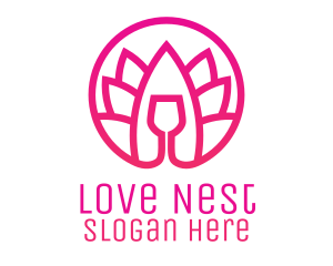 Pink Wine Glass Lotus logo design