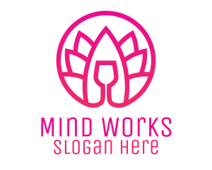 Pink Wine Glass Lotus logo design