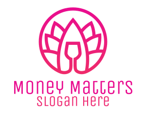 Pink Wine Glass Lotus logo design