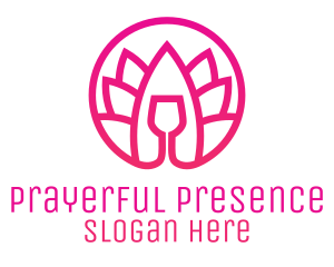 Pink Wine Glass Lotus logo design