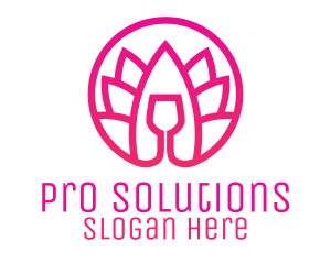 Pink Wine Glass Lotus logo design