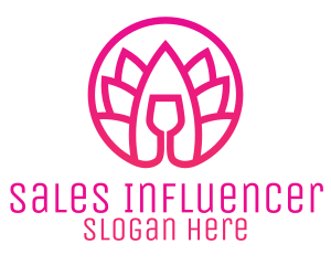 Pink Wine Glass Lotus logo design