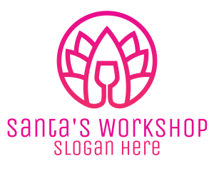 Pink Wine Glass Lotus logo design