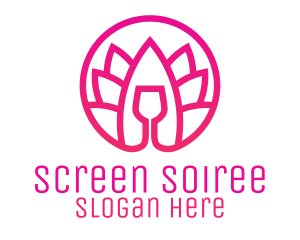 Pink Wine Glass Lotus logo design