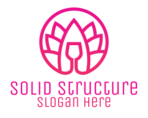 Pink Wine Glass Lotus logo design