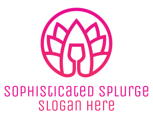 Pink Wine Glass Lotus logo design