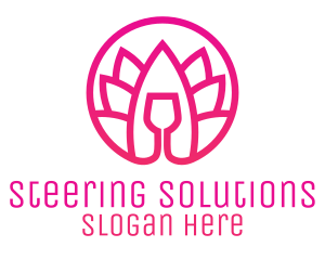 Pink Wine Glass Lotus logo design