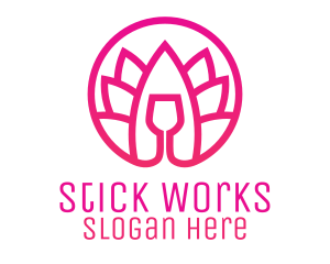 Pink Wine Glass Lotus logo design