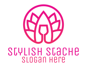 Pink Wine Glass Lotus logo design