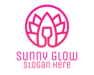 Pink Wine Glass Lotus logo design