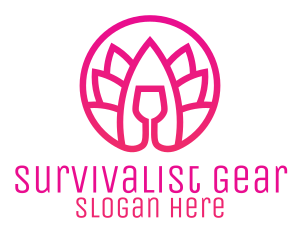 Pink Wine Glass Lotus logo design