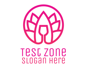 Pink Wine Glass Lotus logo design