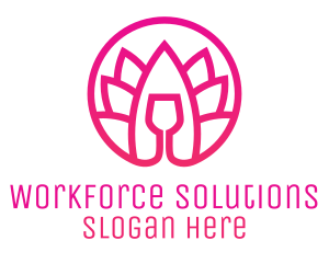 Pink Wine Glass Lotus logo design