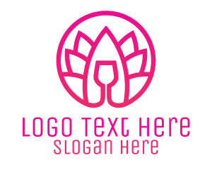 Wine - Pink Wine Glass Lotus logo design