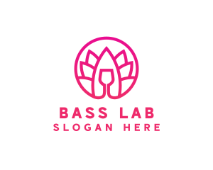 Pink Wine Glass Lotus logo design