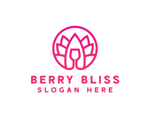 Pink Wine Glass Lotus logo design