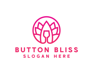 Pink Wine Glass Lotus logo design