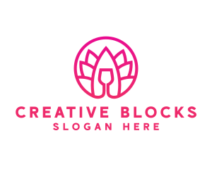 Pink Wine Glass Lotus logo design